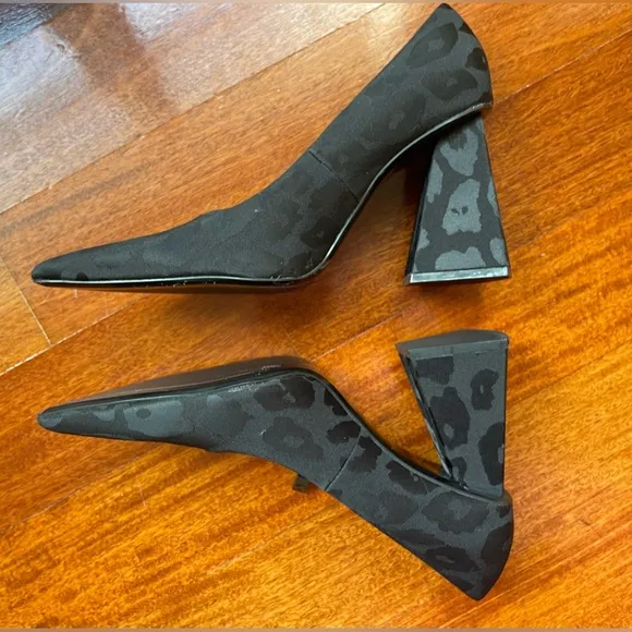 ZARA SHOES 👠 NWT Women’s BLACK GEOMETRIC HEEL POINTED TOE DRESS SHOE SIZE 37