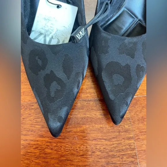 ZARA SHOES 👠 NWT Women’s BLACK GEOMETRIC HEEL POINTED TOE DRESS SHOE SIZE 37