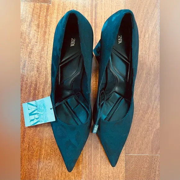 ZARA SHOES 👠 NWT Women’s BLACK GEOMETRIC HEEL POINTED TOE DRESS SHOE SIZE 37