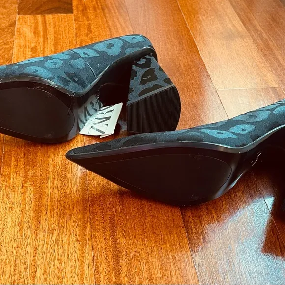ZARA SHOES 👠 NWT Women’s BLACK GEOMETRIC HEEL POINTED TOE DRESS SHOE SIZE 37