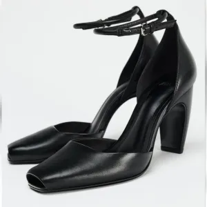 Zara SQUARE TOE LEATHER SHOES