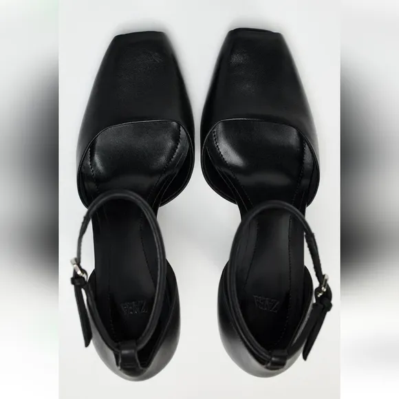 Zara SQUARE TOE LEATHER SHOES