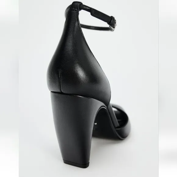 Zara SQUARE TOE LEATHER SHOES