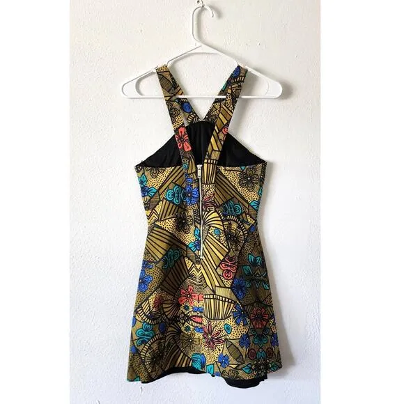 Zara Trafaluc Aztec Modern Halter Fitted Mini Dress Small NWOT
