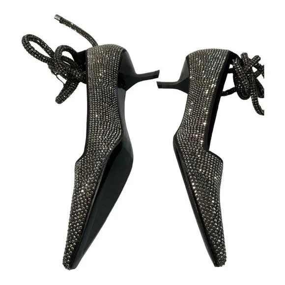 Zara Women Black Shiny High Heel Court Shoes Size 9 EU 40