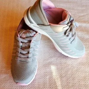 ZEBA Sz. 12 Silver &amp; Lt. Pink Hands Free Plantar Fasciitis Athletic Shoes