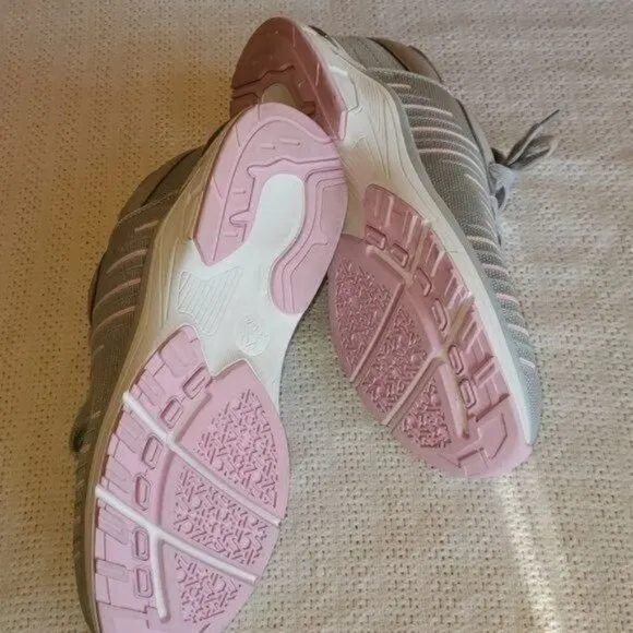 ZEBA Sz. 12 Silver &amp; Lt. Pink Hands Free Plantar Fasciitis Athletic Shoes