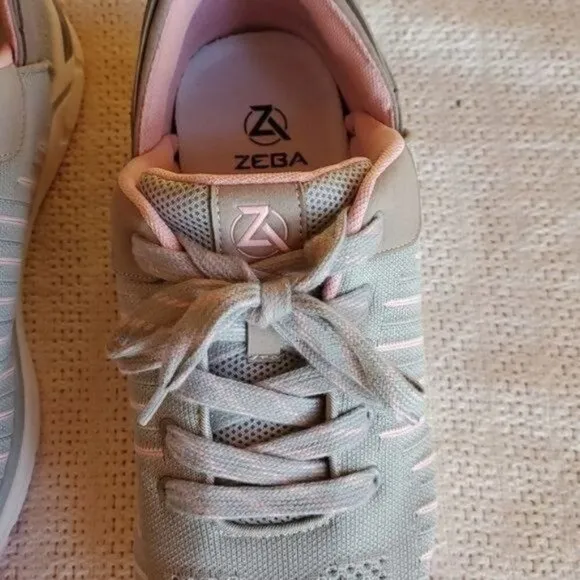 ZEBA Sz. 12 Silver &amp; Lt. Pink Hands Free Plantar Fasciitis Athletic Shoes