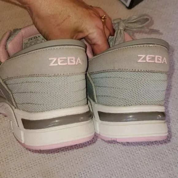 ZEBA Sz. 12 Silver &amp; Lt. Pink Hands Free Plantar Fasciitis Athletic Shoes