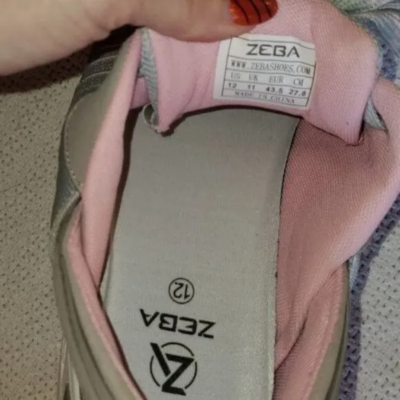 ZEBA Sz. 12 Silver &amp; Lt. Pink Hands Free Plantar Fasciitis Athletic Shoes