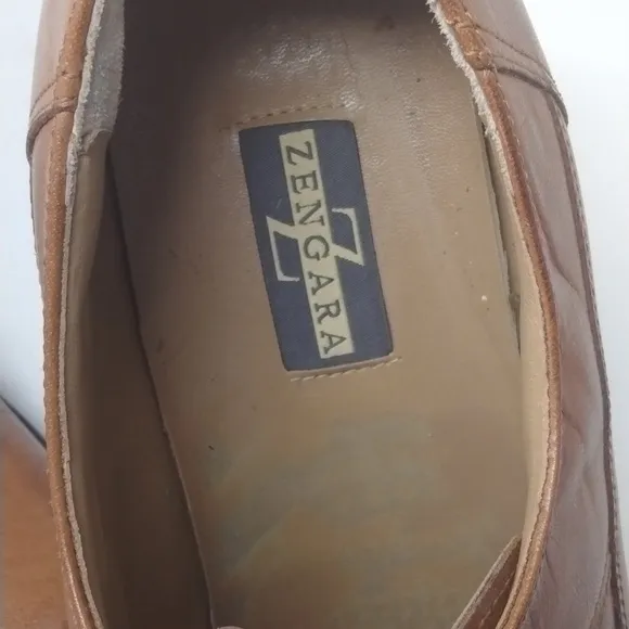 Zengara brown leather dress shoes mens  17M