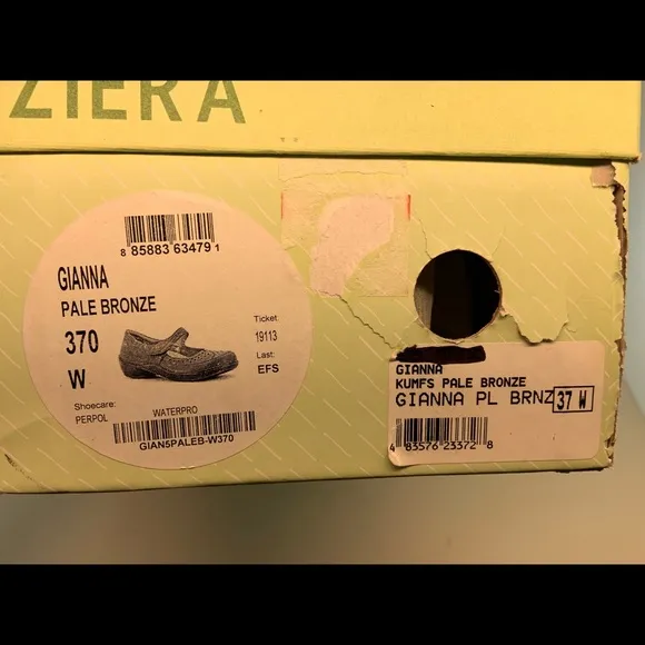 Ziera NIB Pale Bronze Gianna Mary Janes 37 WIDE