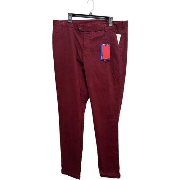 𝅺ZNT18 maroon modern cropped hem pants 38x34
